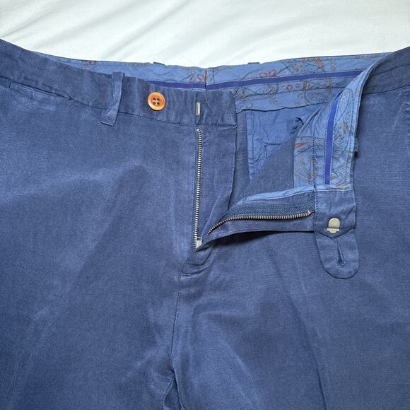 Tommy Bahama Pants Mens 34x32 Navy Blue Lyocell Linen Relaxed Chino Trousers EUC - Picture 2 of 11